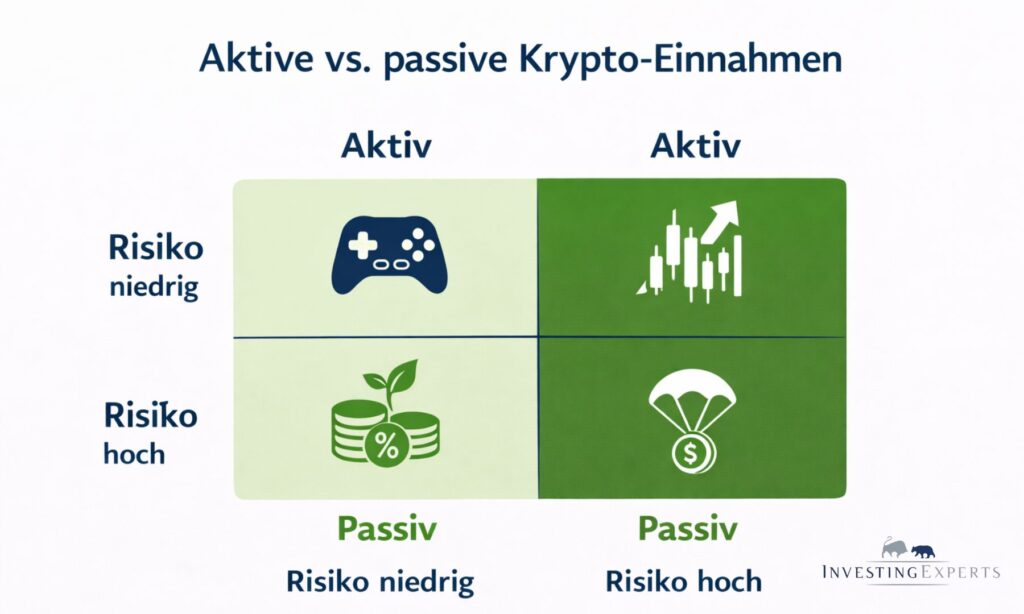 Vergleich aktiver und passiver Methoden, um mit Krypto Geld zu verdienen