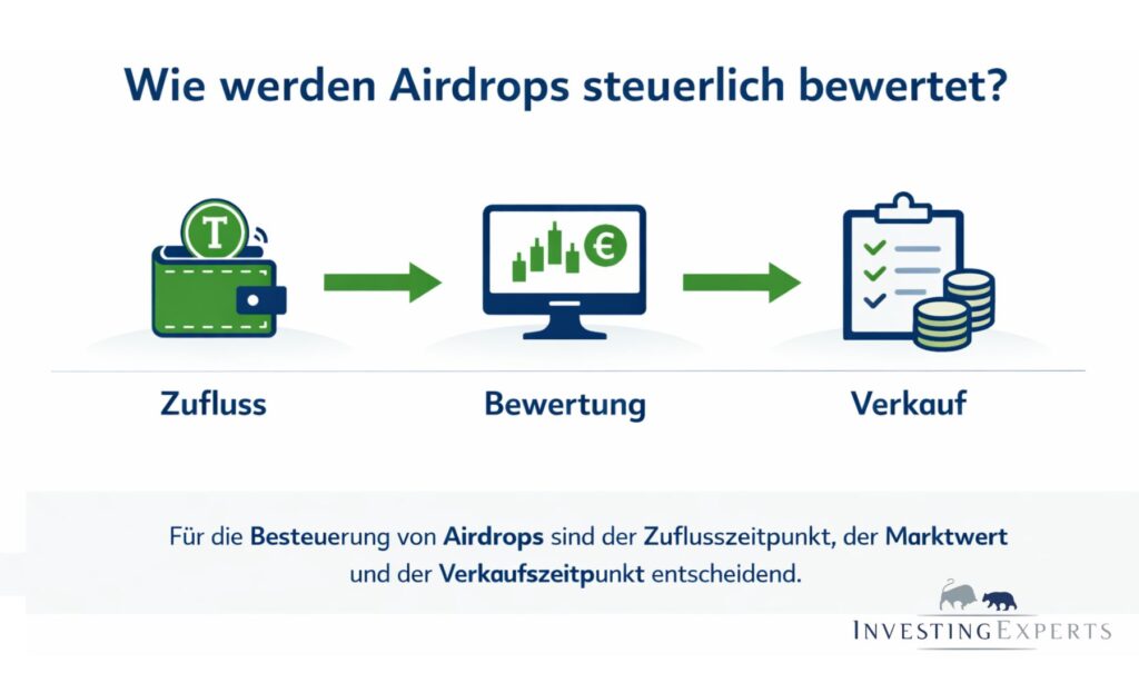 Zeitliche Abfolge bei der Besteuerung von Krypto-Airdrops