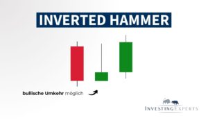 Inverted Hammer Candlestick nach Abwärtstrend mit langem oberen Docht