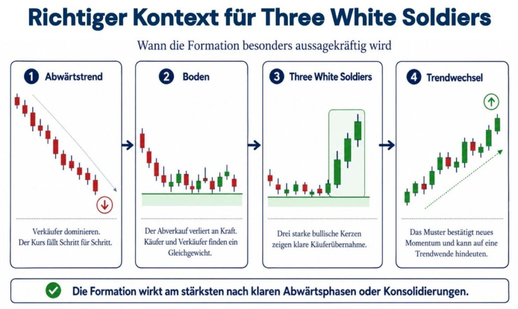 Three White Soldiers nach Abwärtstrend