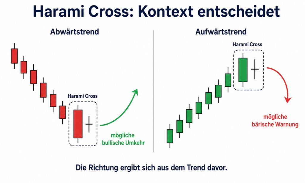 Harami Cross im Abwärts- und Aufwärtstrend